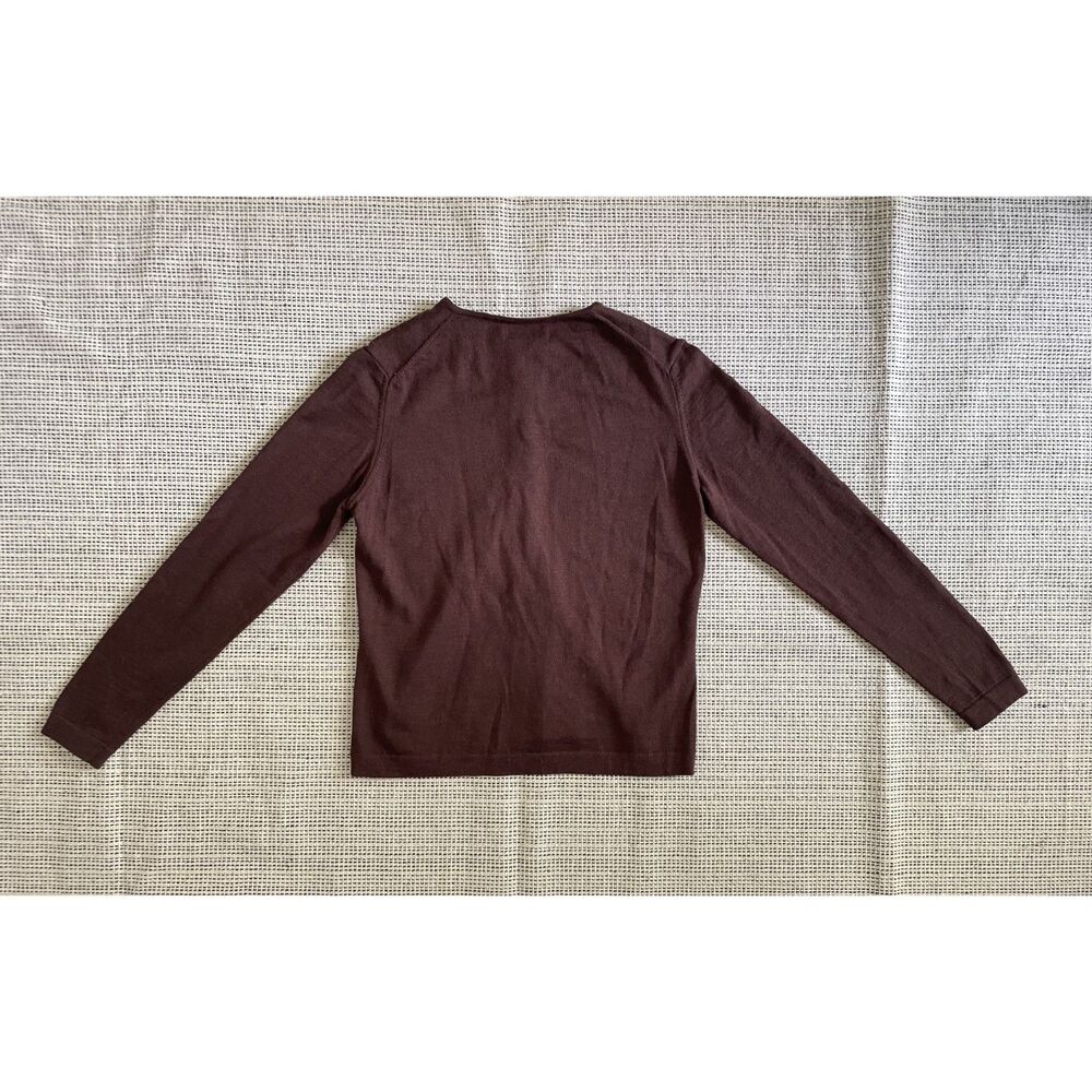 Lord & Taylor Womens Petite Cardigan PM Brown 100% Italian Merino Wool - Picture 2 of 5